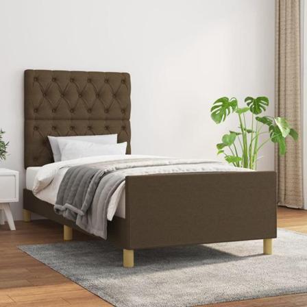 Vidaxl Sängram Med Huvudgavel Mörkbrun 80x200 Cm Tyg Brun