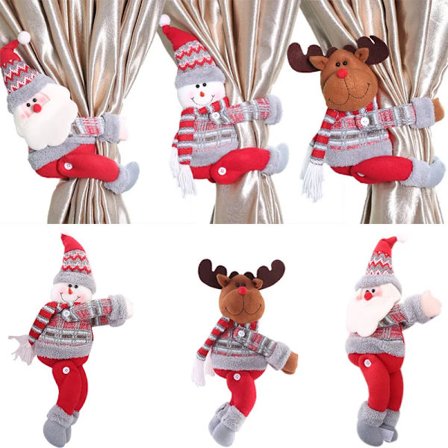 Christmas Curtain Buckle Cartoon Cute Doll Holding Buckle for Window Curtains Home Decoration New Year Xmas Party Supplies