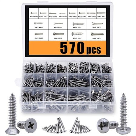 Selvskærende skruer sortimentssæt Rustfrit stål skruesæt