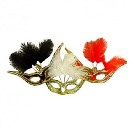 Ögonmask Med Plym Svart