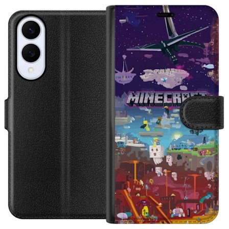 Kompatibel Tegnebogsetui til Samsung Samsung Galaxy S25 Edge Minecraft-verden med eventyrkarakterer og ikoniske miljøer, farverige blokmotiver