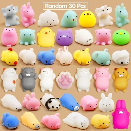 30 stk Mochi Squishies Leksaker (Stil Tilfeldig), Kawaii Squishies Leksaker Party Favors for Barn, Mini Stress Relief Dyr Mochi for Påske Kurvfyllere,