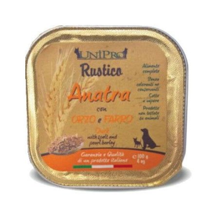 Unipro Rustico Cibo Umido Anatra Orzo E Farro Per Cani Vaschetta