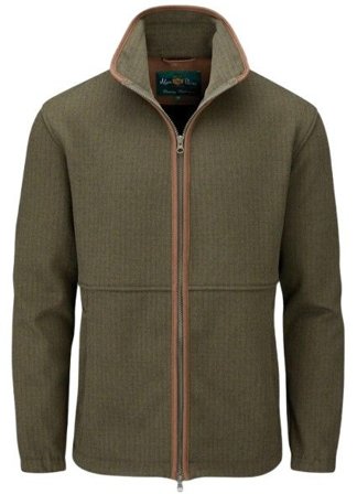 Alan Paine M's Aylsham Fleece Jacket Green Herringbone