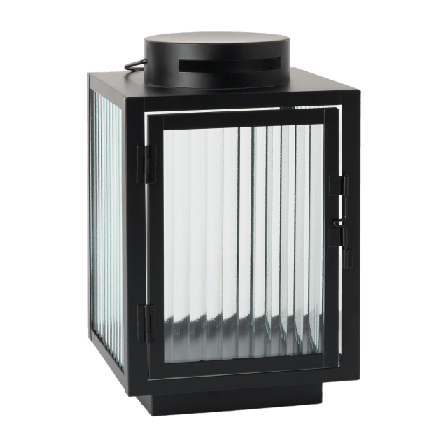 Åhléns Home Ljuslykta med randat glas 26 cm Dekoration Svart ONESIZE