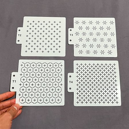 4 stk. Akryl Sashiko Skabeloner, Krydsform, Broderiværktøj, Linjeskabelon til Håndquiltning og Broderi, 2,5 mm Tyk