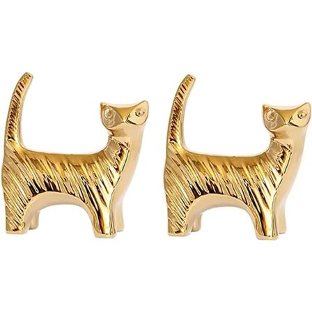 2 stk. Gull Hjemmeinnredning Liten Dyr Ballong Figur Accent Keramikk Katt Statue for Hjem Bord Skrivebord Kontor Kaffe Dekorativ Skulptur Ornament 