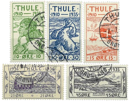 Grønland 1935 - Thule - AFA 1-5 - Stemplet