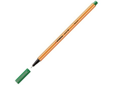 STABILO Fineliner Point 88 , tunn spets, orange pennkropp, grön bläck - Lyreco - Kontorsmaterial - Pennor - Finelinerpennor