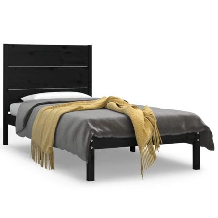 Vidaxl Sängram Svart Massiv Furu 100x200 Cm Svart