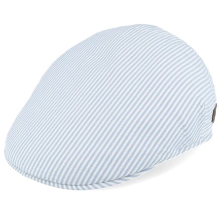 MJM Hats - Blue - flatcap - Cap - Country Cotton Blue Stripe Flat Cap - Hatstore