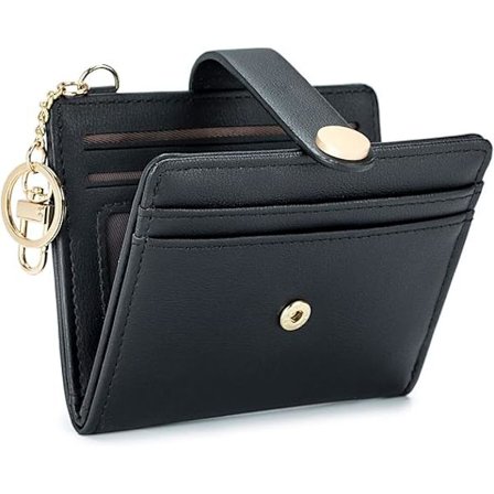 Small Wallet for Women, RFID Blocking Bifold Card Holder with Zipper Coin Pocket, ID Window & Keychain