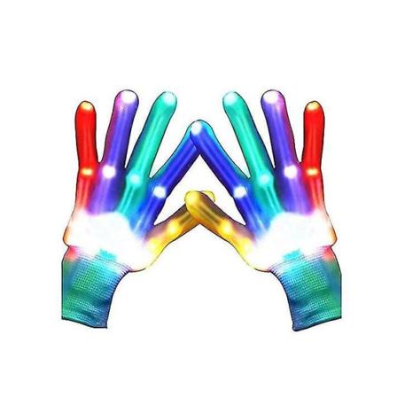 LED Glow Gloves Fargerike Lys Glitter Hansker Regnbue Fluore