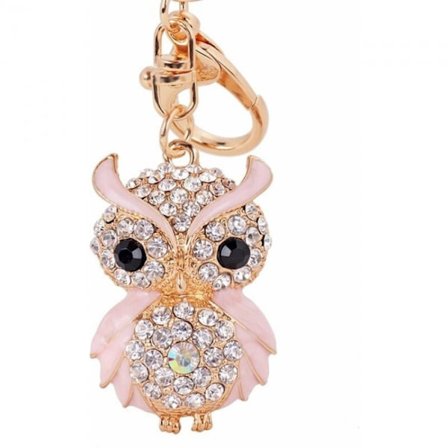 Vaaleanpunainen avaimenperä pöllö avaimenperä