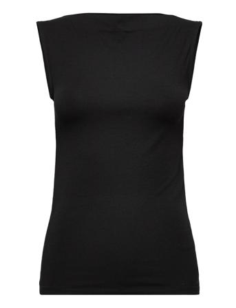 Tonal Logo Razor Neck Tank Top Ærmeløs Top Sort Calvin Klein