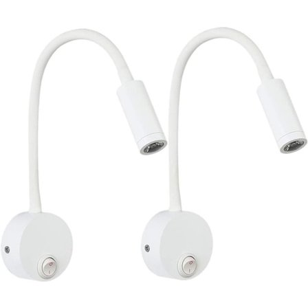 2 stk. LED Væglæselampe Hvid Farve, Skrivebordslampe Varmt Hvidt Lys Øjenbeskyttelsesdesign, Sengelampe med Kontakt