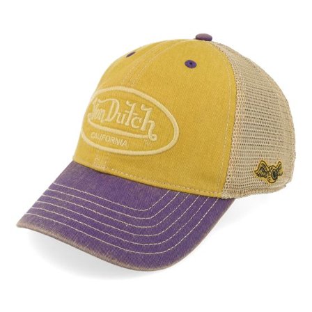 Von Dutch - Gul trucker Keps - Oval Patch Beige/Yellow/Purple Trucker @ Hatstore