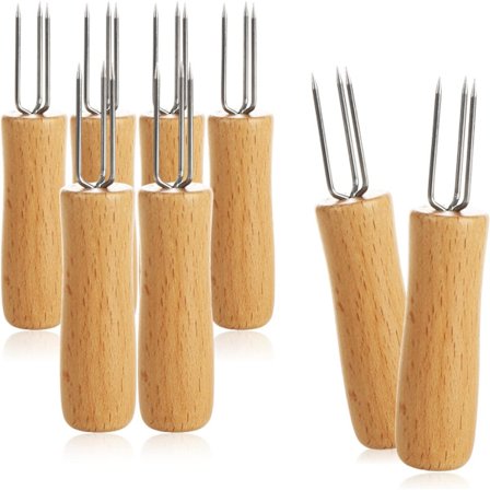 8x maissin haarukka 3 piikillä, valmistettu ruostumattomasta teräksestä, ruostumaton - re