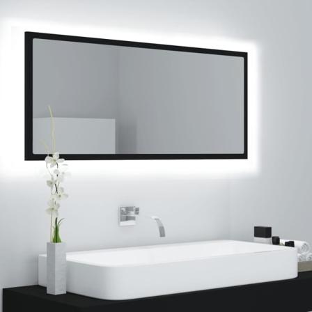Badrumsspegel Med Led Svart 100x8,5x37 Cm Spånskiva Svart
