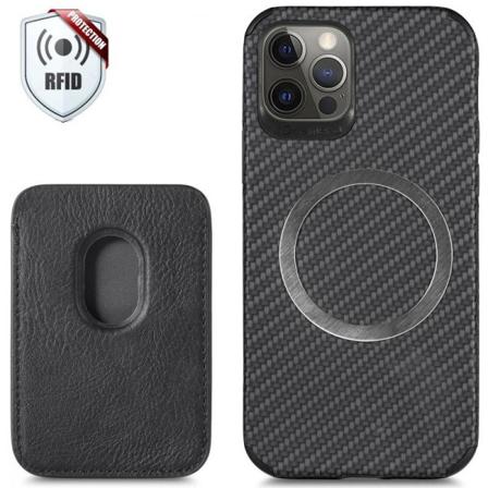 Iphone 12 Pro Max Stöttåligt Skal Med Magnetisk Korthållare Mags Svart