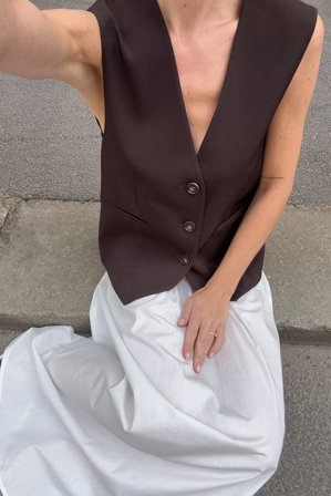 NA-KD Tailored Straight Vest - Blazer vest - Brun - EU 34