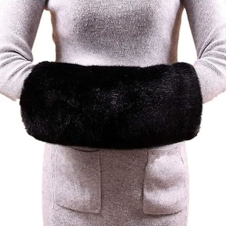 Kunstpels håndmuffer dame varm kunstpels muffer 20*35CM sort