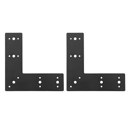 L-formet flatt beslag, svart pulverlakkert karbonstål, rettvinklet flatt reparasjonsplate hjørnebeslag for reparasjon av husmøbler
