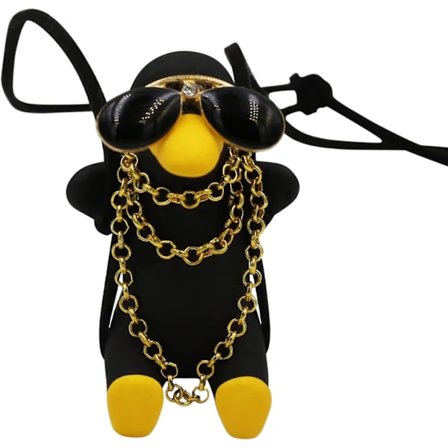 Bilsmycke, söt bilspegelhänge, bilhänge svart gungande solglasögon anka hängande gunga