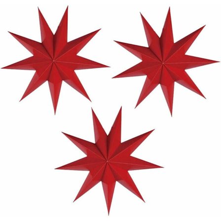 3 stk. Vintage 3D Papirstjerne Hængende Julelygter Ornament Hjem Ferie Dekorationer 30cm/12in Bred (Rød) KLB