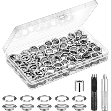 Øjesæt 120 sæt øjer til presenninger, Øje-grommetsæt indvendig diameter 12mm