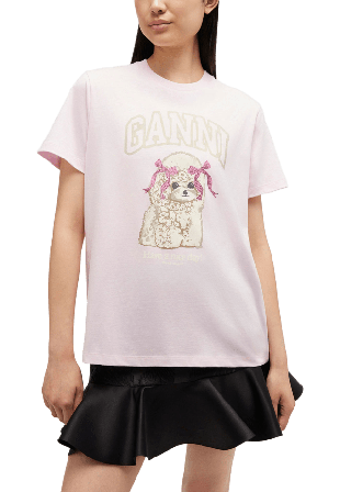 GANNI Basic Cotton Jersey T-shirt T-shirts Dam Rosa XL
