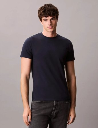 Calvin Klein Ss Slim Stretch Cotton Crewnk Te - Navy - XL