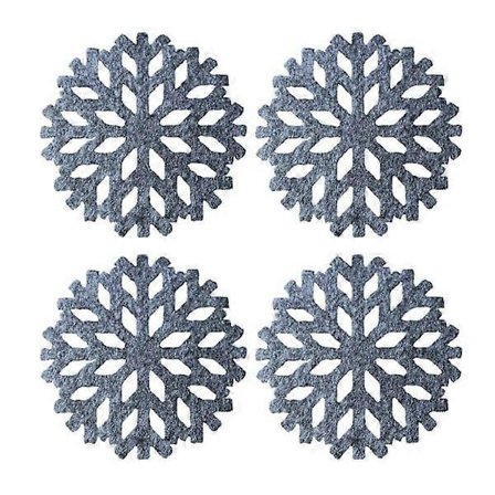 4 Stykker Runde Brikker Jule Snøfnugg Brikker God Absorberende 4' Koppmatter. Julebrikker.-lingling}