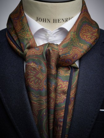 John Henric Herr Grön Scarf Paisley Storlek Onesize