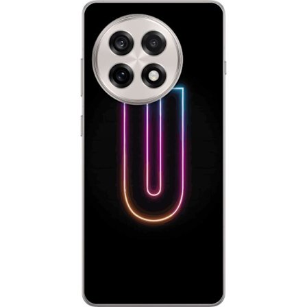 Kompatibel Mobilcover til OnePlus OnePlus 13R Minimalistisk neonbogstav U i farverig lyseffekt mod sort baggrund