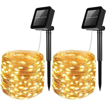 Solcells drivna ljusslingor, Mini 100 LED koppartrådslampor, Vattentäta stjärnformade ljusslingor, Inomhus utomhus solcellsdekoration lampor för 