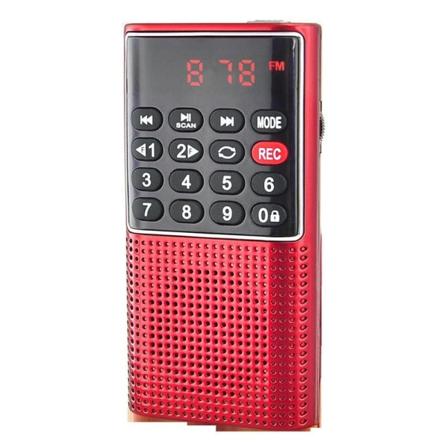Bærbar FM-radio med opptaker, oppladbar liten bærbar radio, mini lommeradio med SD/TF/AUX musikkspiller, liten radio for