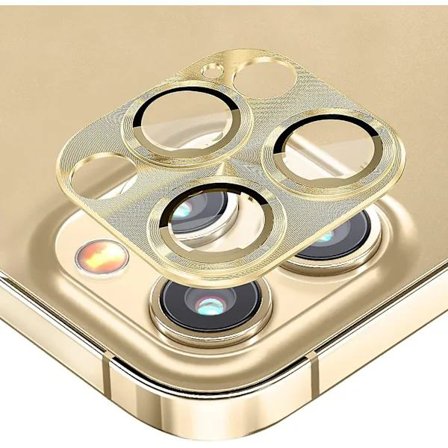 Kullankeltainen kameralinssisuoja iPhone 14 Pro/14 Pro Max -puhelimelle, Ultra HD karkaistu lasi + alumiiniseos takakameran suojus iPhone 14 Pro/14 