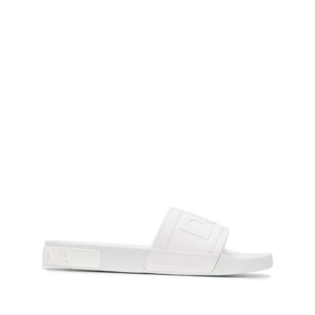 Dolce & Gabbana Rubber Beachwear Sliders with DG Logo , Wit , Heren , Maat: 41 EU
