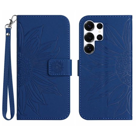 Samsung Galaxy S26 Ultra Plånboksfodral Konstläder Blomtryck - Safir