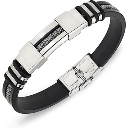 Fashion Punk Titanium Stål Justerbart Armband för Män (Svart) Si
