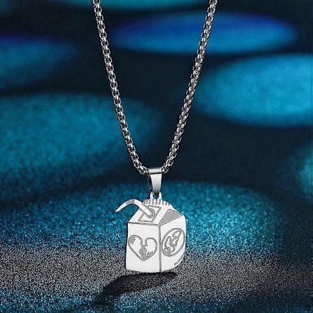 Rustfrit Stål Streetwear Juice Box Vedhæng Halskæde til Mænd Kvinder Mælkekarton Charm Kæde Hip Hop Smykker Gave