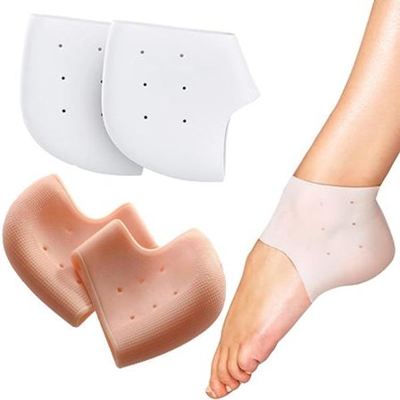 2 par gel hælbeskyttere, silikone hælskåle og ankelbeskyttere til hælsmerter og lindring af sprukne hæle til mænd og kvinder