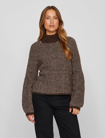 Vila Vilory High Neck L/S Knit Top - Noos - Brown - XXL