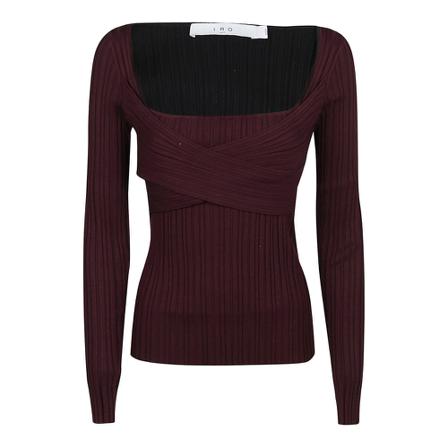 IRO Amarok square-neck ribbed sweater Lilla, Dame