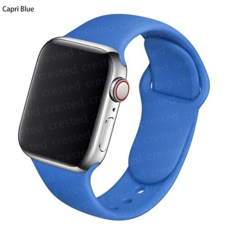 Silikonrem för Apple Watch Band 44mm 40mm 38mm 42Mm Correa Iwatch Serie Se 6 5 4 3 Armband Apple Watch Series 7 45mm 41mm Capri Blue 38 40 41 mm S-M