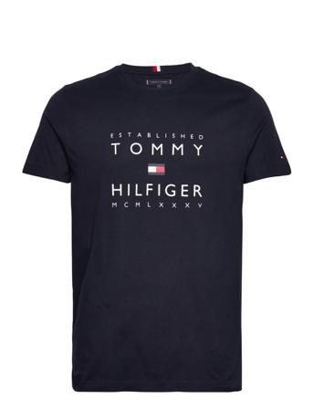 Established Stacked Tee T-shirts Short-sleeved Navy Tommy Hilfiger
