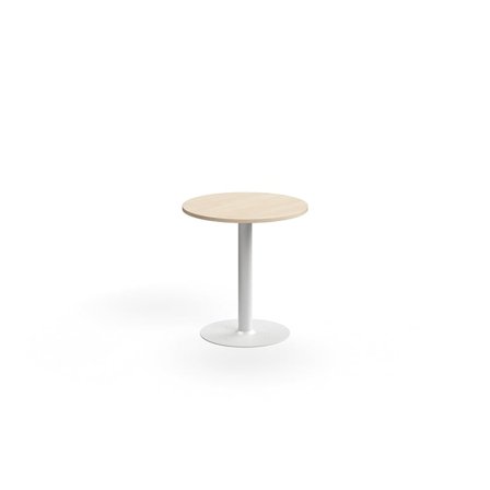 Table ALVA, Ø700x720 mm, floor fixed, high pressure laminate, white/birch