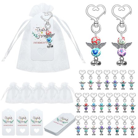 Tack Tag Guardian Angel Nyckelringar Garnpåse 24 Set Diy Prydnad