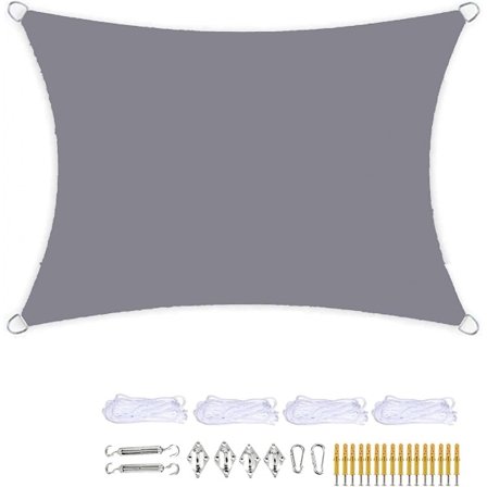 Rektangulær skygge sejl med gratis reb og monteringssæt solsejl vandtæt B